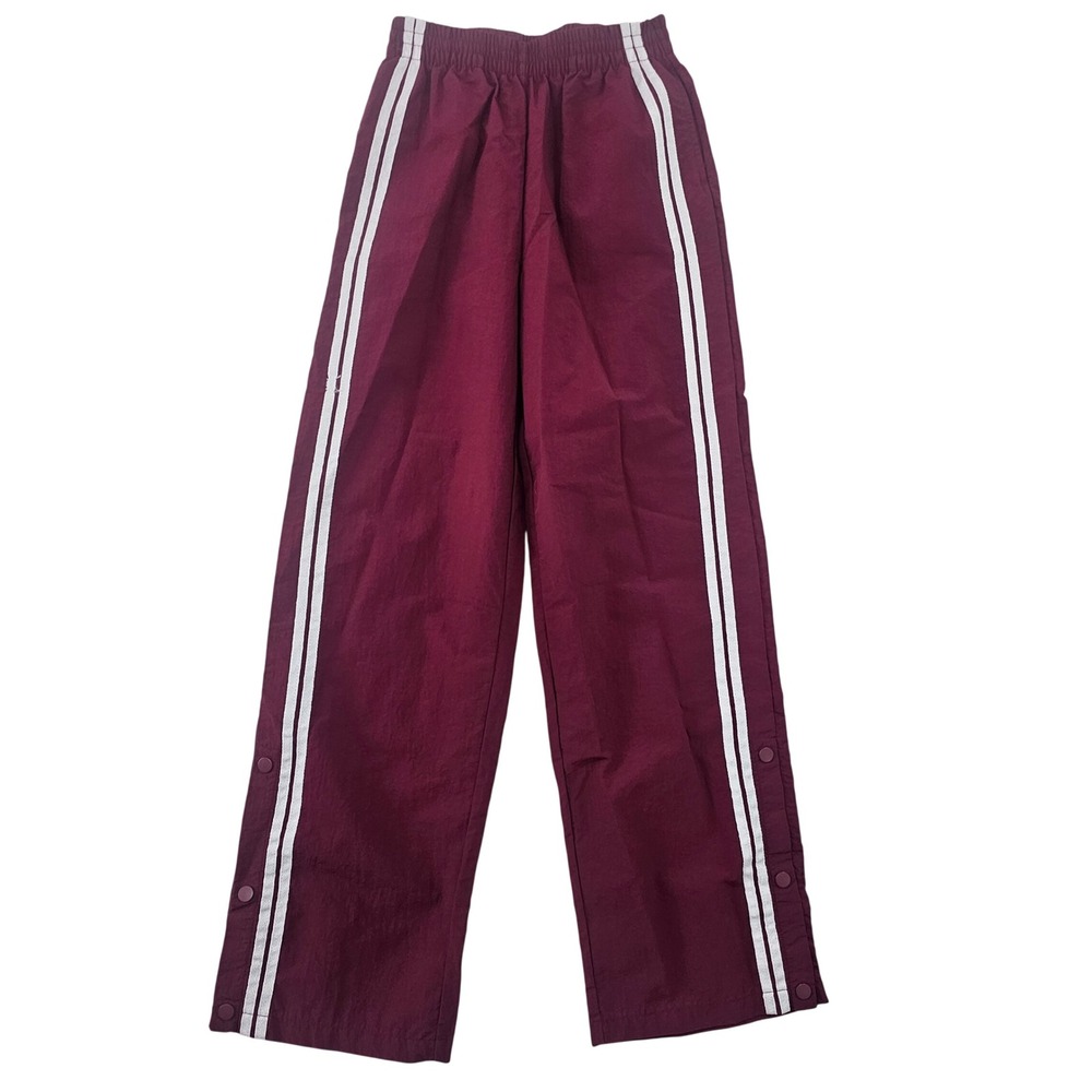 No Boundaries Burgundy Side Stripe Snap Button Track Pants XXS 00 Maroon Sporty